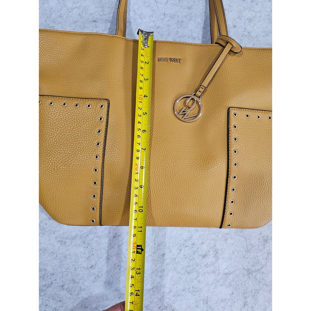 Nine West Yellow Shoulder Bag, 9W logo Charm, Spring Style, Stud Accents, Large - Picture 4 of 12